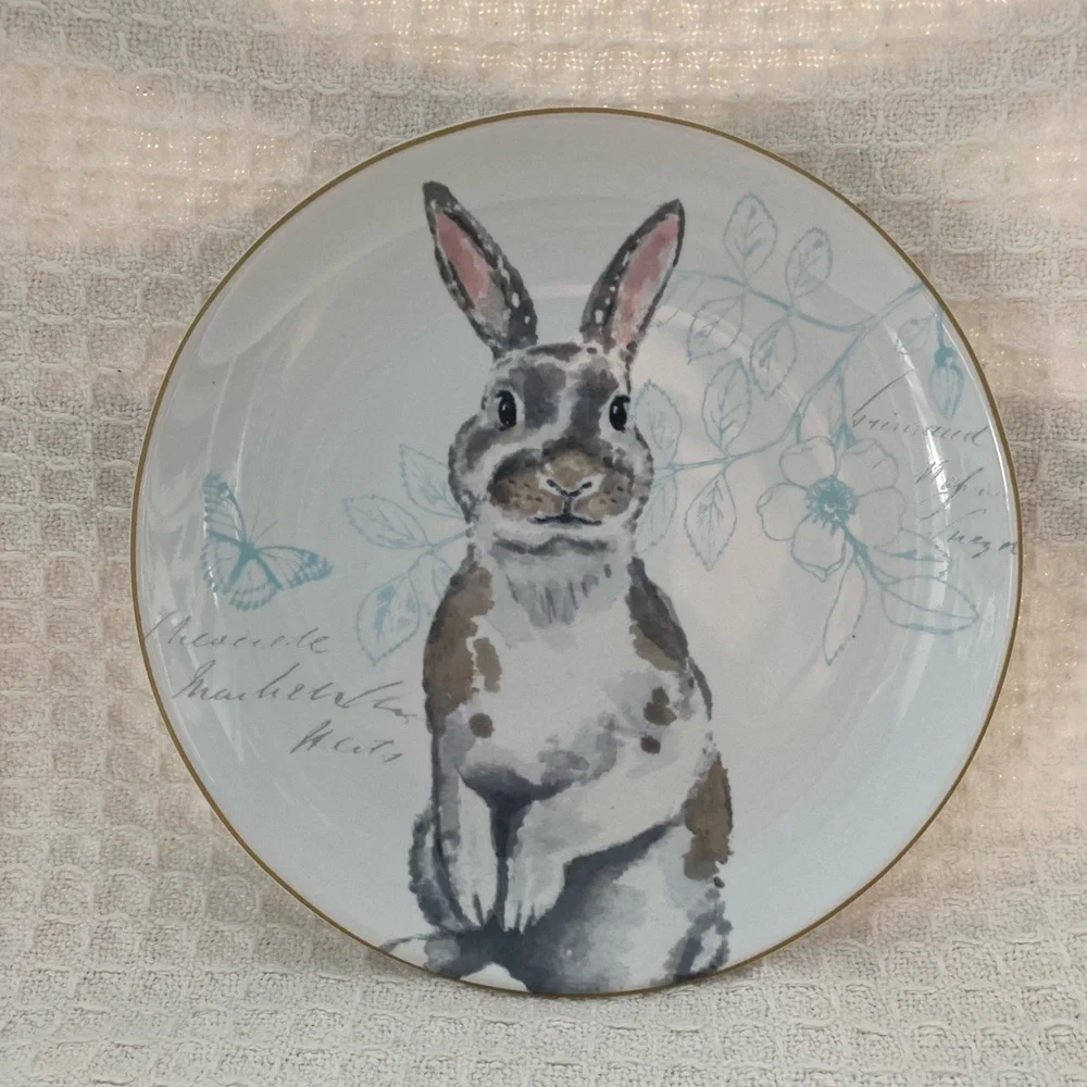 Pier 1 Set Of 4 Bunny Plates 8” Diameter